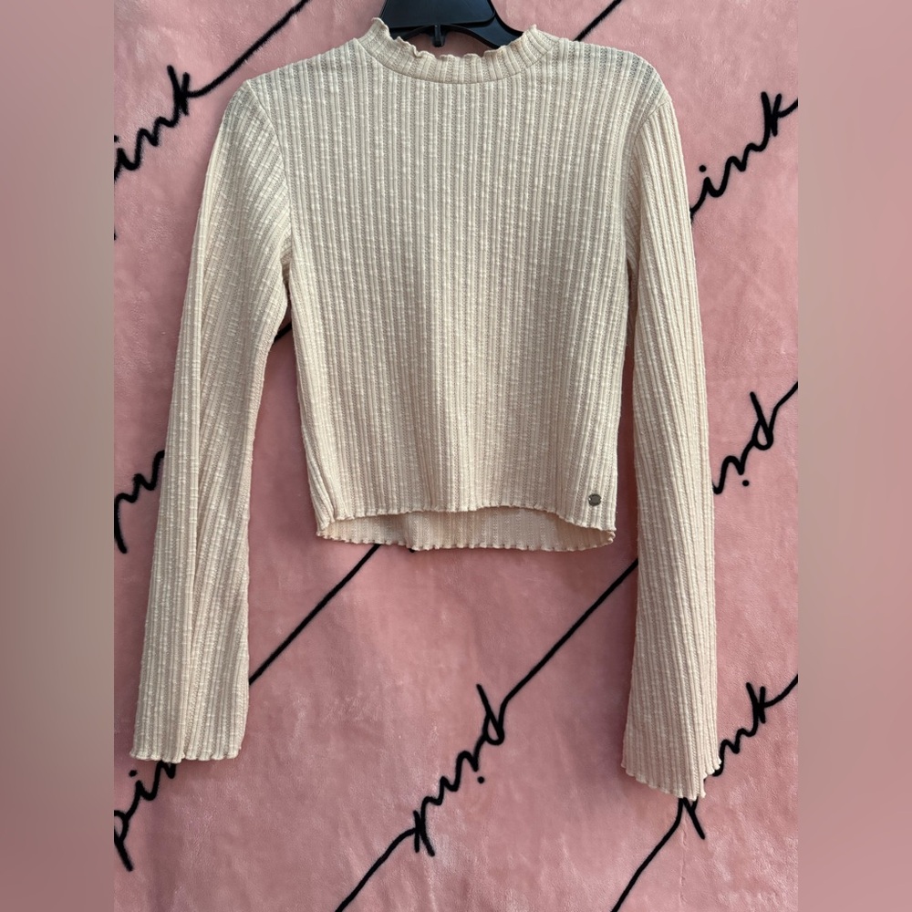 Roxy Cream Ribbed Long Sleeve Top
